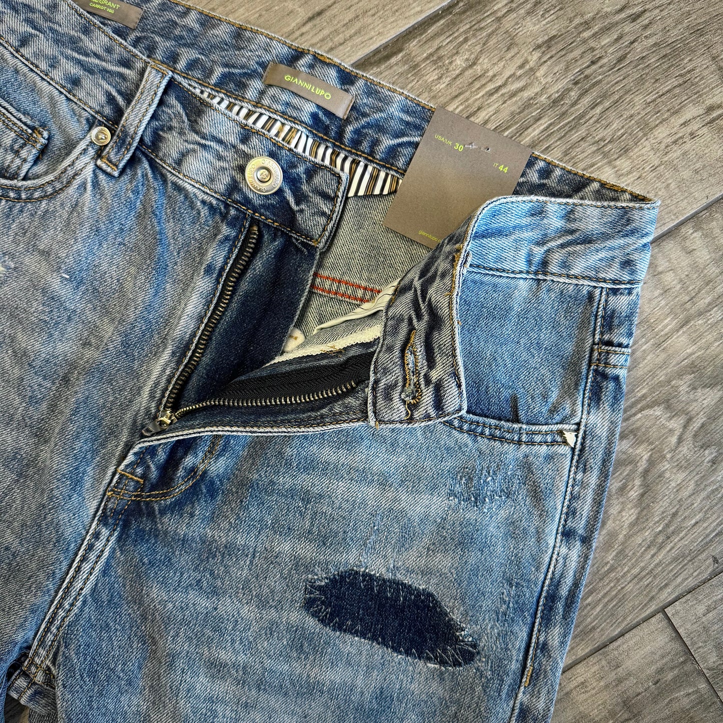 Jeans "Grant" Carrot Fit strappi con toppe GIANNI LUPO (GL6339Q)