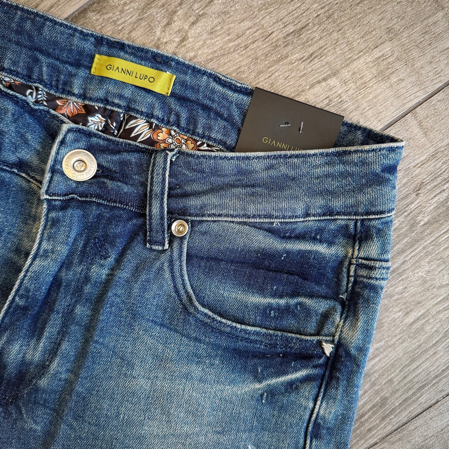 Jeans "Kevin" Slim Fit strappi e toppe interne GIANNI LUPO (GL2524YH)