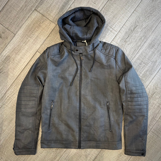 Giubbotto Biker Ecopelle con Cappuccio