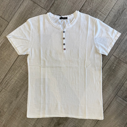 T-Shirt Garza di Cotone a Serafino