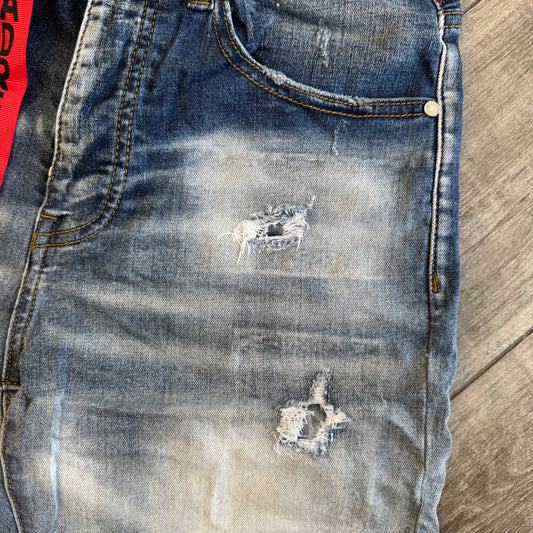 Bermuda Jeans strappi e toppe interne