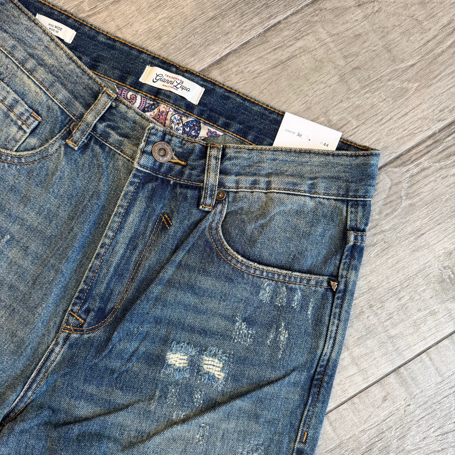 Jeans "Wide" strappi e toppe interne GIANNI LUPO (GL2565YH)