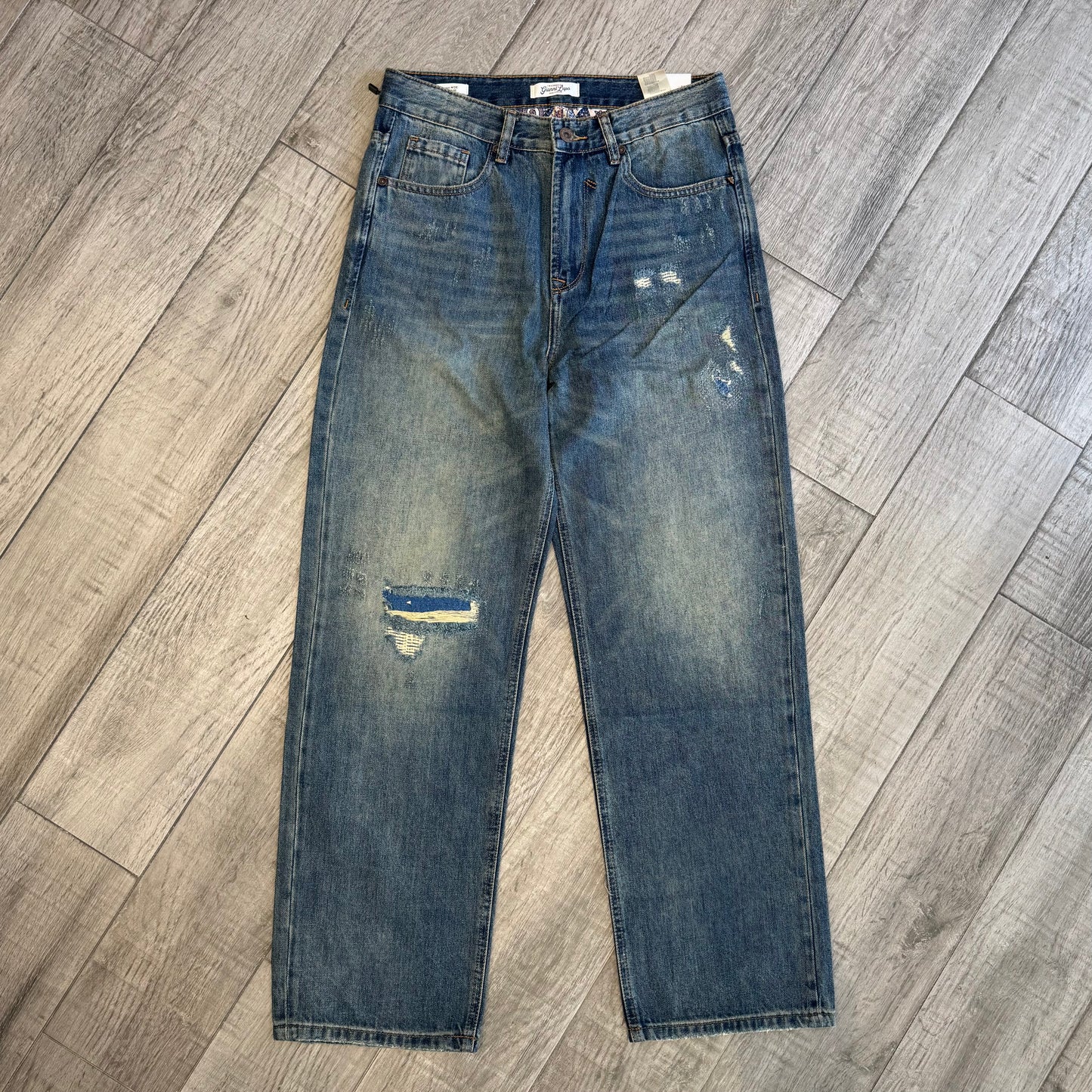 Jeans "Wide" strappi e toppe interne GIANNI LUPO (GL2565YH)