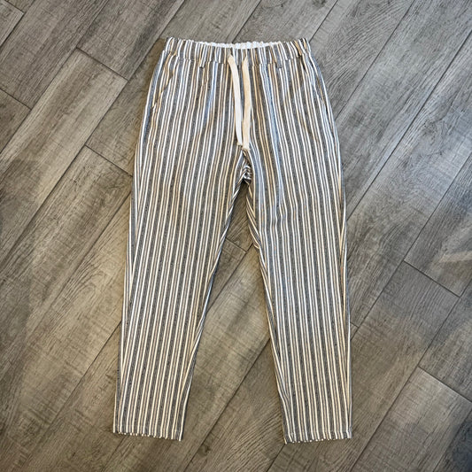 Pantalaccio Elegante a Righe Misto Lino