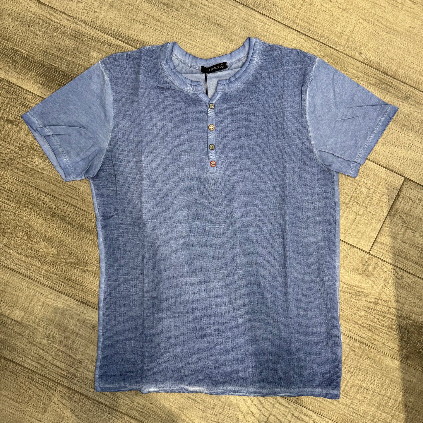 T-Shirt Garza di Cotone a Serafino