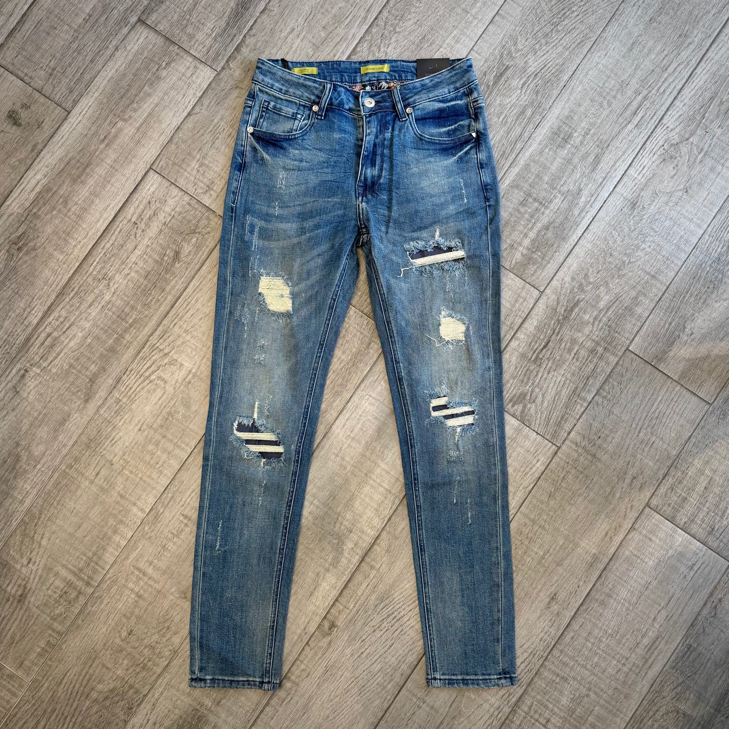 Jeans "Kevin" Slim Fit strappi e toppe interne GIANNI LUPO (GL2524YH)