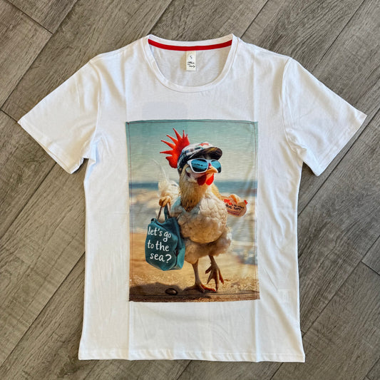 T-Shirt Stampa "Beach Chicken"