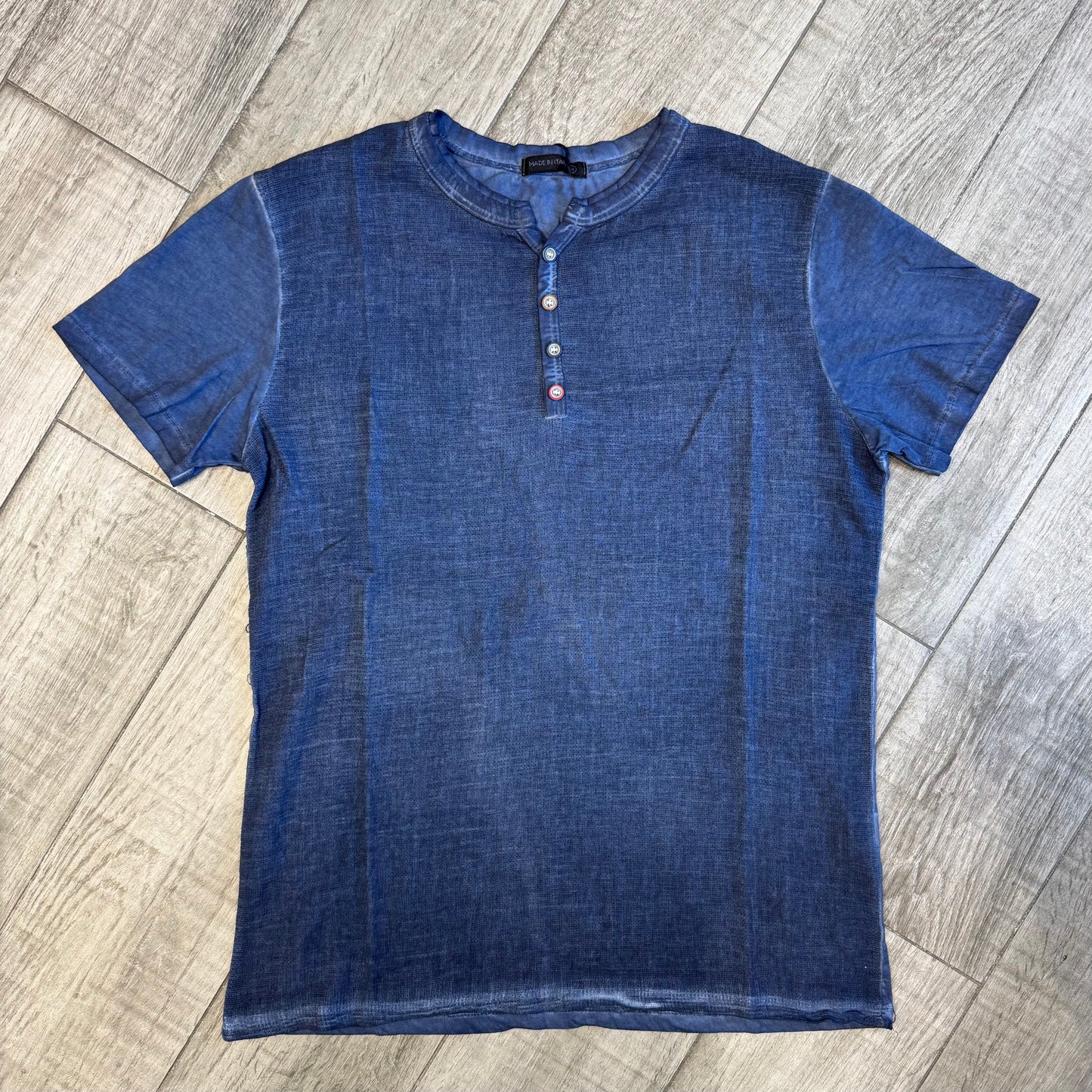 T-Shirt Garza di Cotone a Serafino