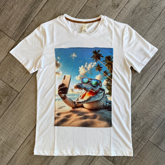 T-Shirt Stampa "Selfie Crocodile"