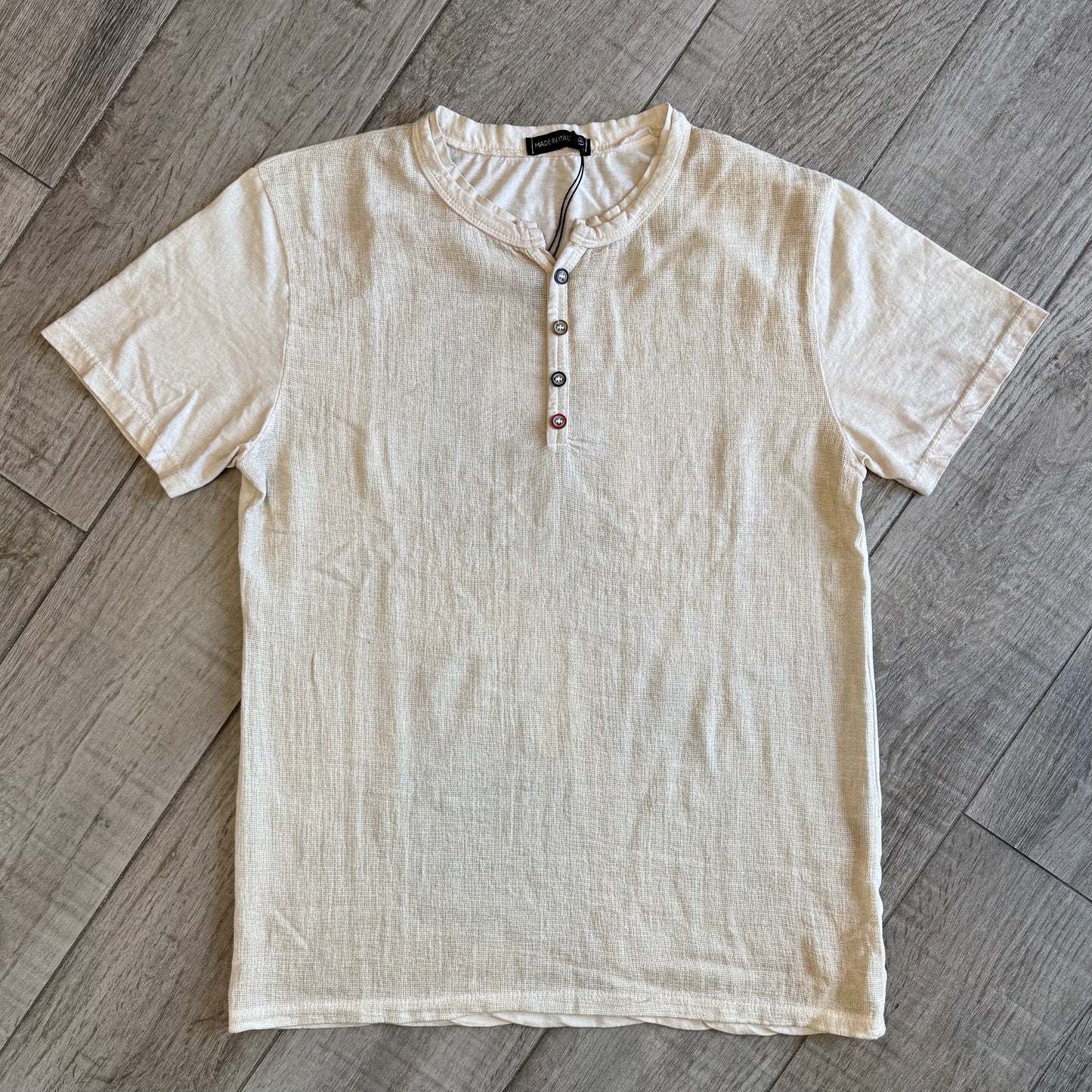 T-Shirt Garza di Cotone a Serafino