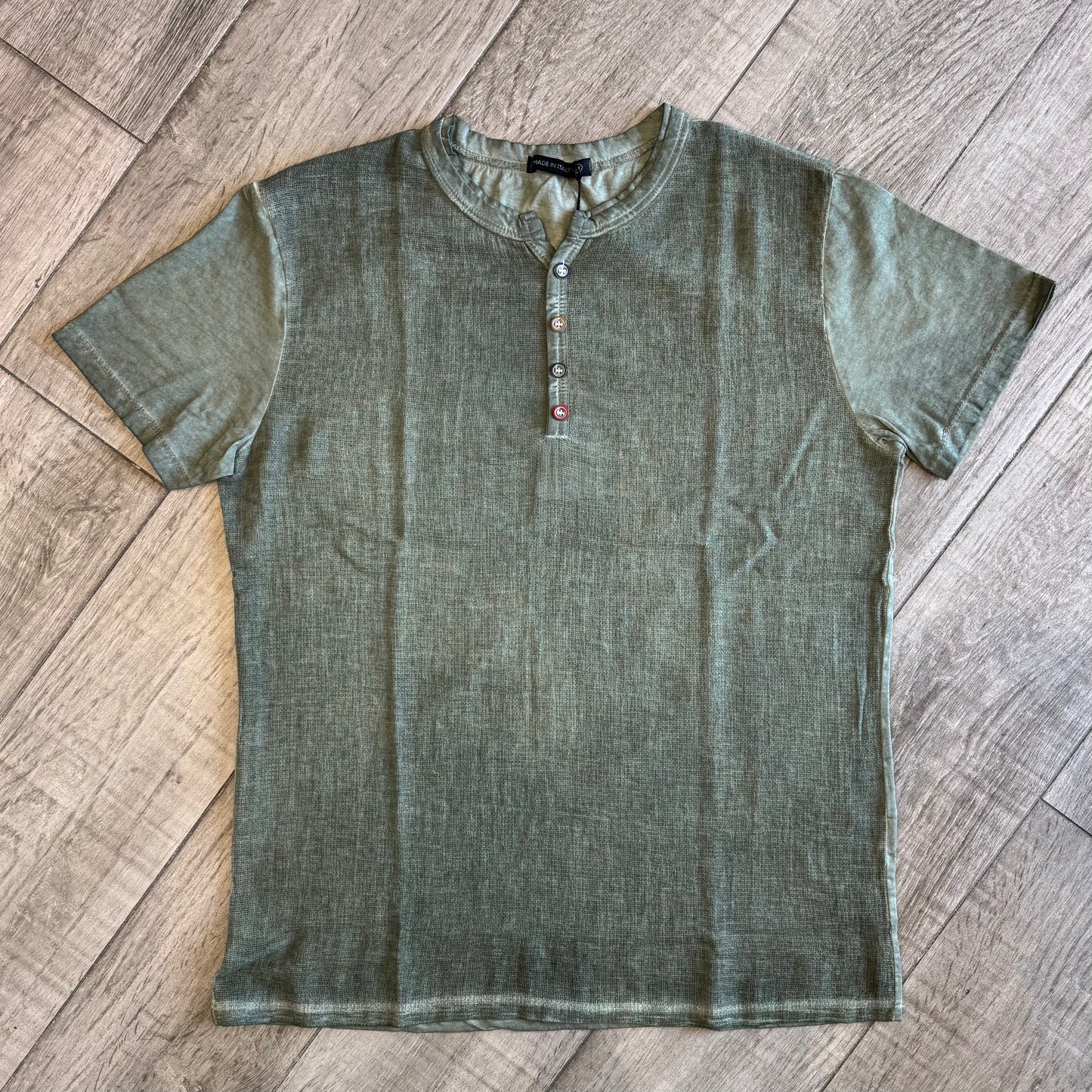 T-Shirt Garza di Cotone a Serafino